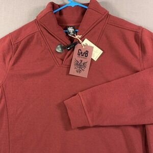 New‎ GB Men's Sweater 3XL Shawl Collar Burgundy Red Long Sleeve Pullover Fleece